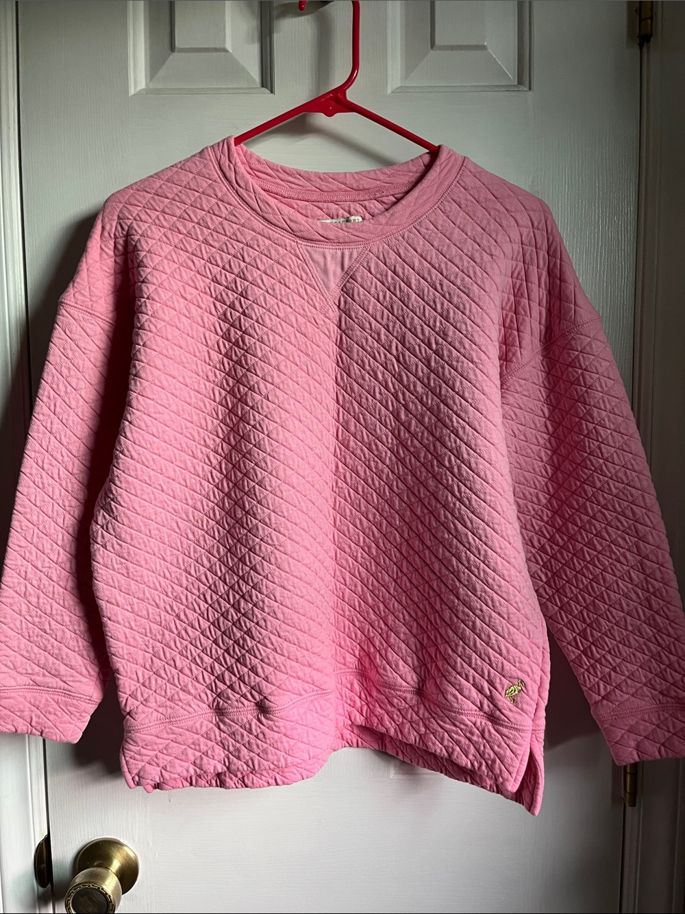 Quilted Pink Crewneck Sweatshirt